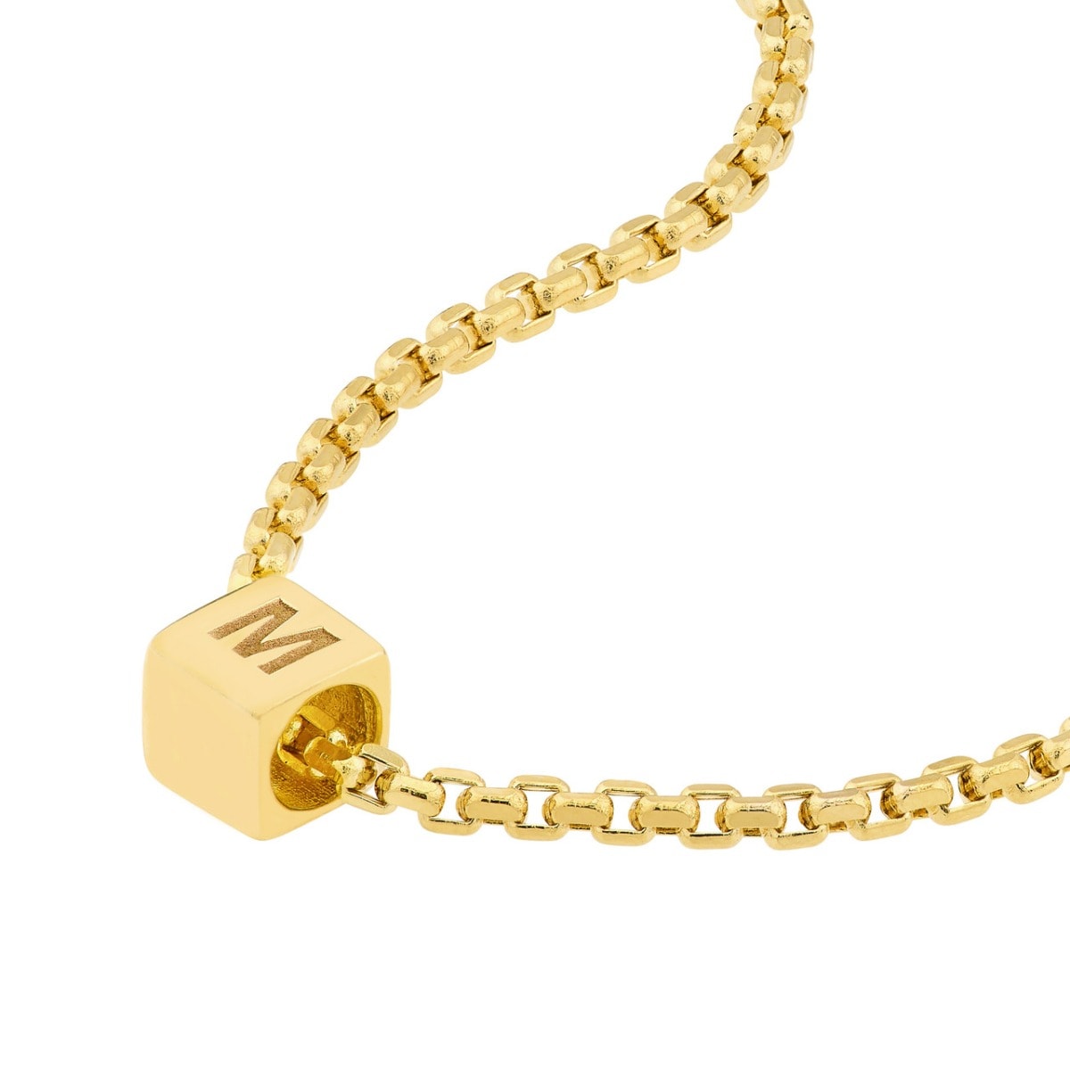 Engravable Gold Square Necklace view 2
