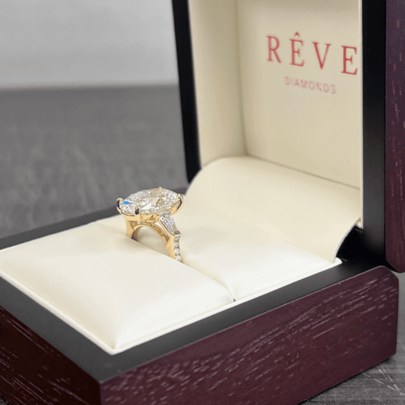 Oval Trilogy Tapered Baguette Channel Set Diamond Engagement Ring view 6