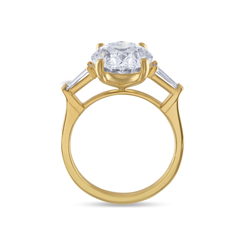 Oval Trilogy Tapered Baguette Channel Set Diamond Engagement Ring view 5
