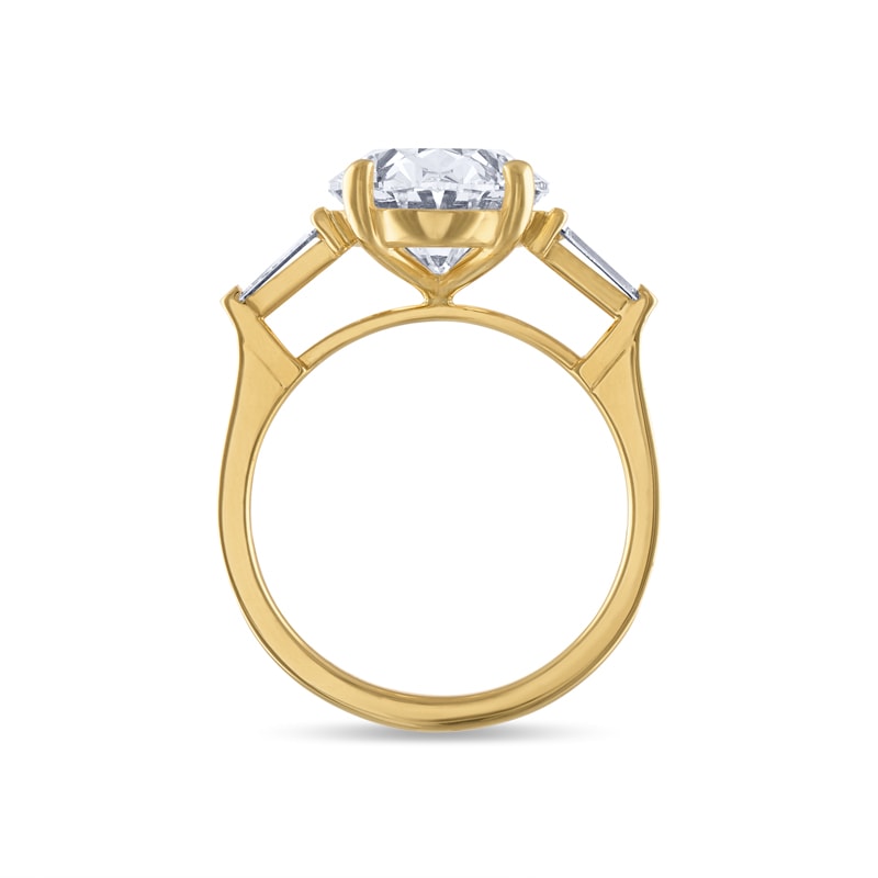 Oval Trilogy Tapered Baguette Channel Set Diamond Engagement Ring view 3