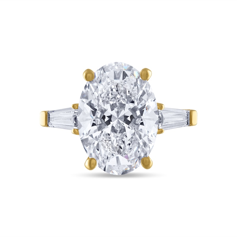Oval Trilogy Tapered Baguette Channel Set Diamond Engagement Ring view 1