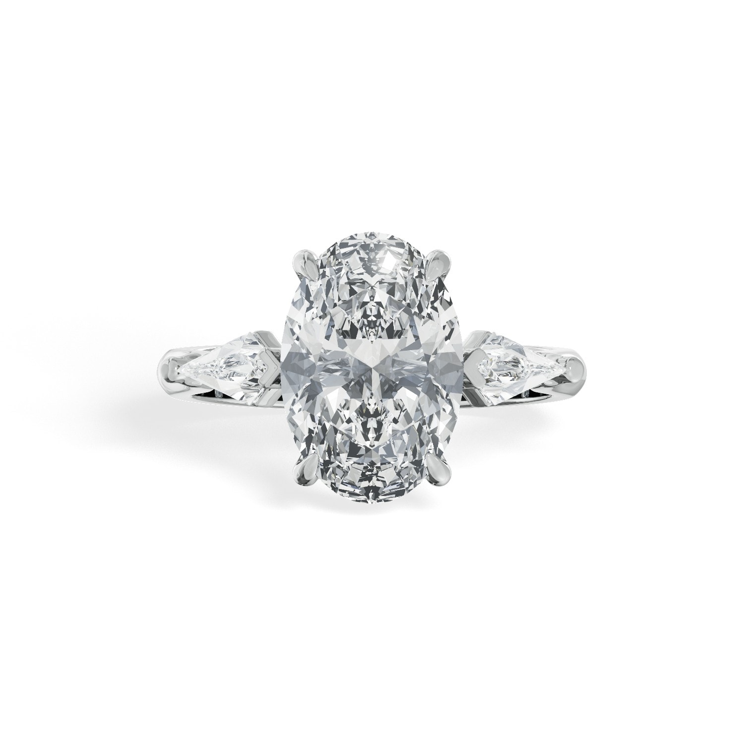 Oval and Kite side Lab Grown stones Diamond Engagement Ring view 24