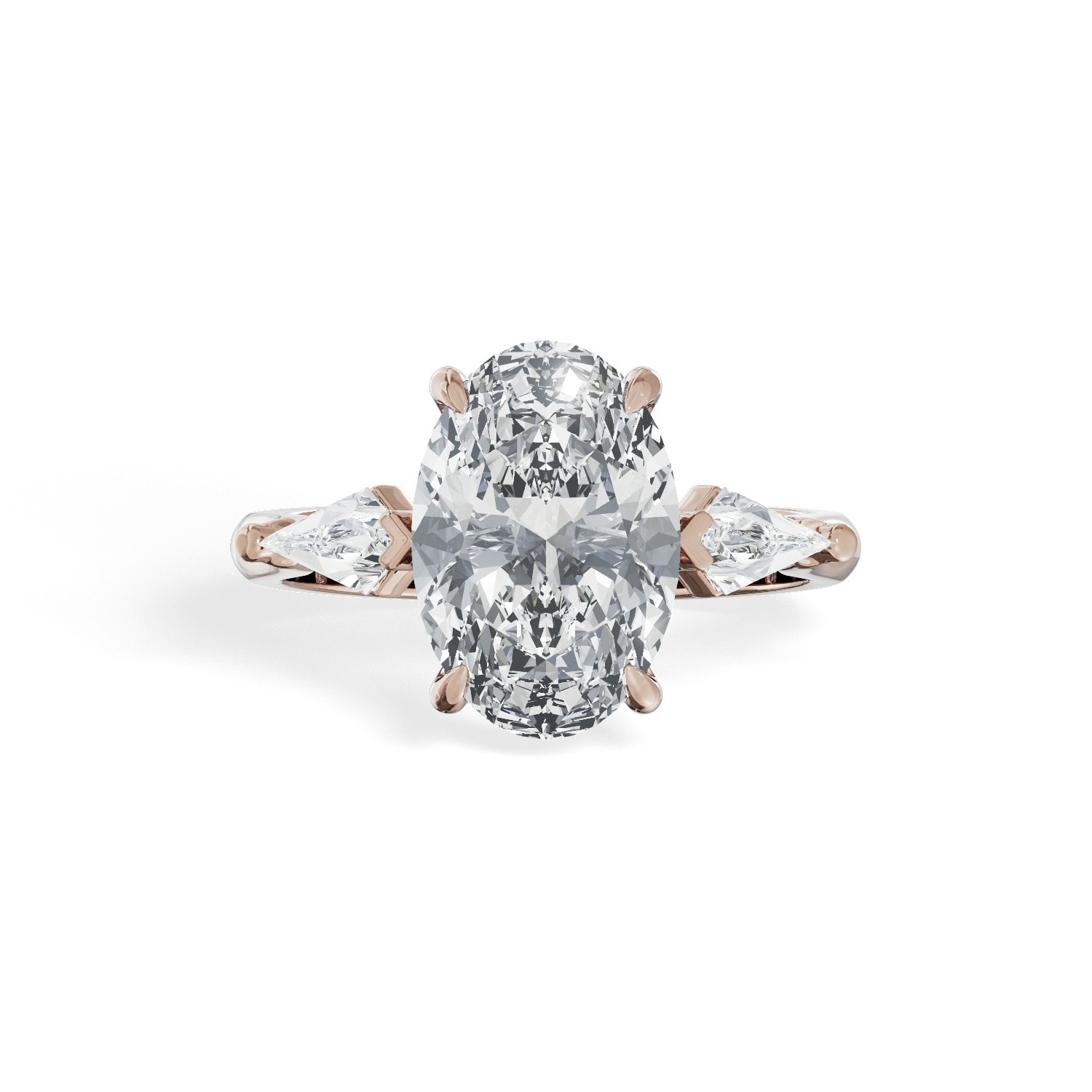 Oval and Kite side Lab Grown stones Diamond Engagement Ring view 17