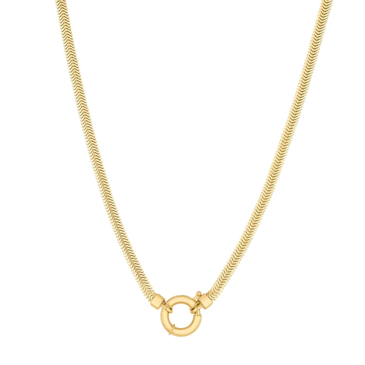 Gold Fancy Lock Snake Necklace view 1