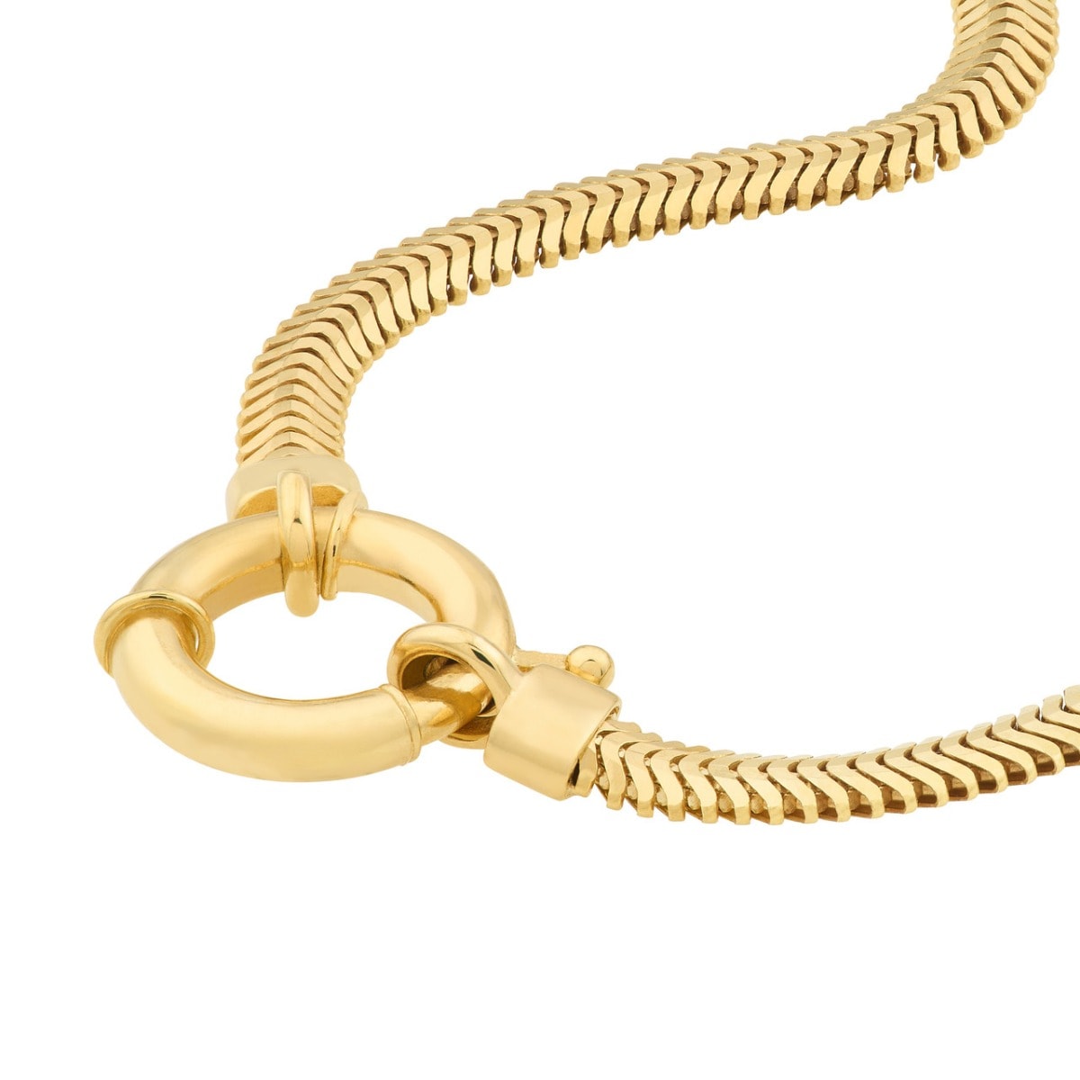Gold Fancy Lock Snake Necklace view 2