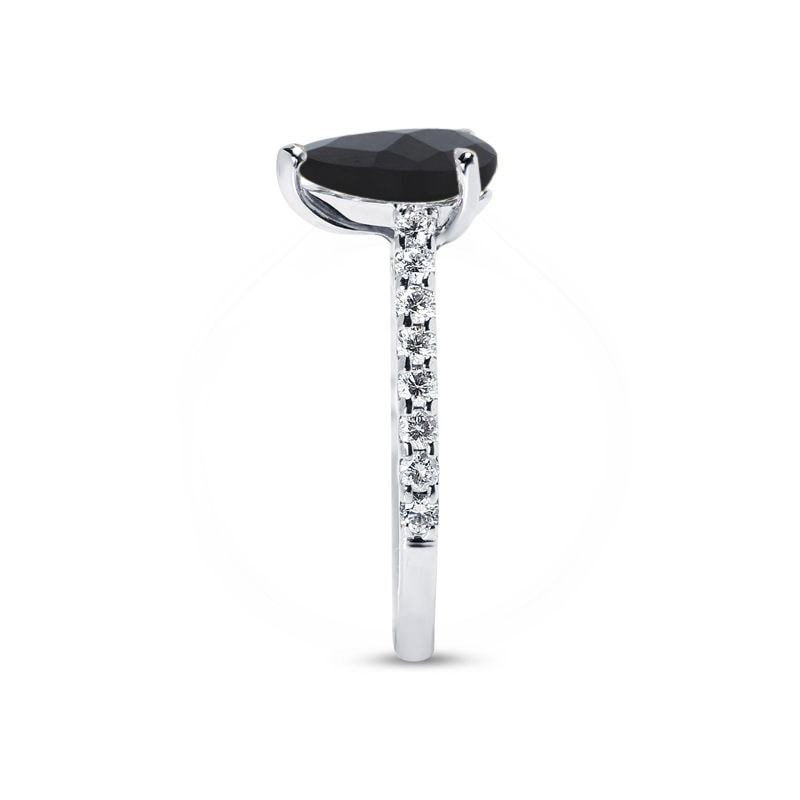 Pear Cut Black Diamond Fishtail Setting Engagement Ring view 4