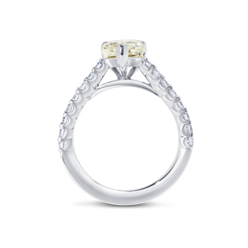 Lab Grown Yellow Pear Cut Diamond Fishtail Setting Engagement Ring view 5