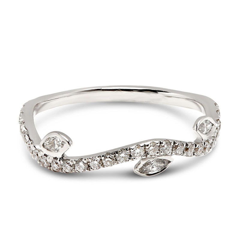 Four Marquise Cut Half Band Diamond Wedding Ring view 1