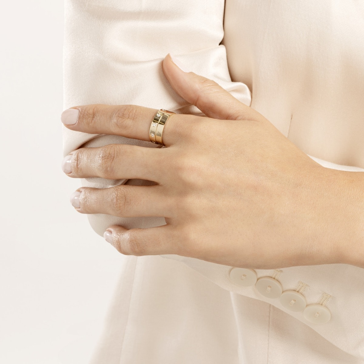 Sleek Diamond Gold Band view 2