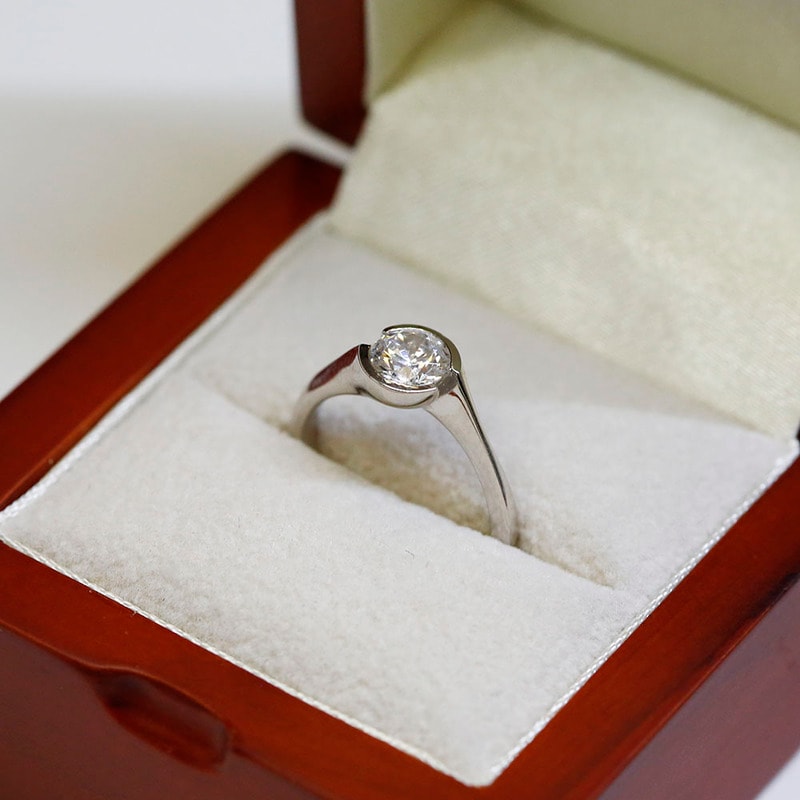 Tension Twist Solitaire Round Diamond Engagement Ring view 6