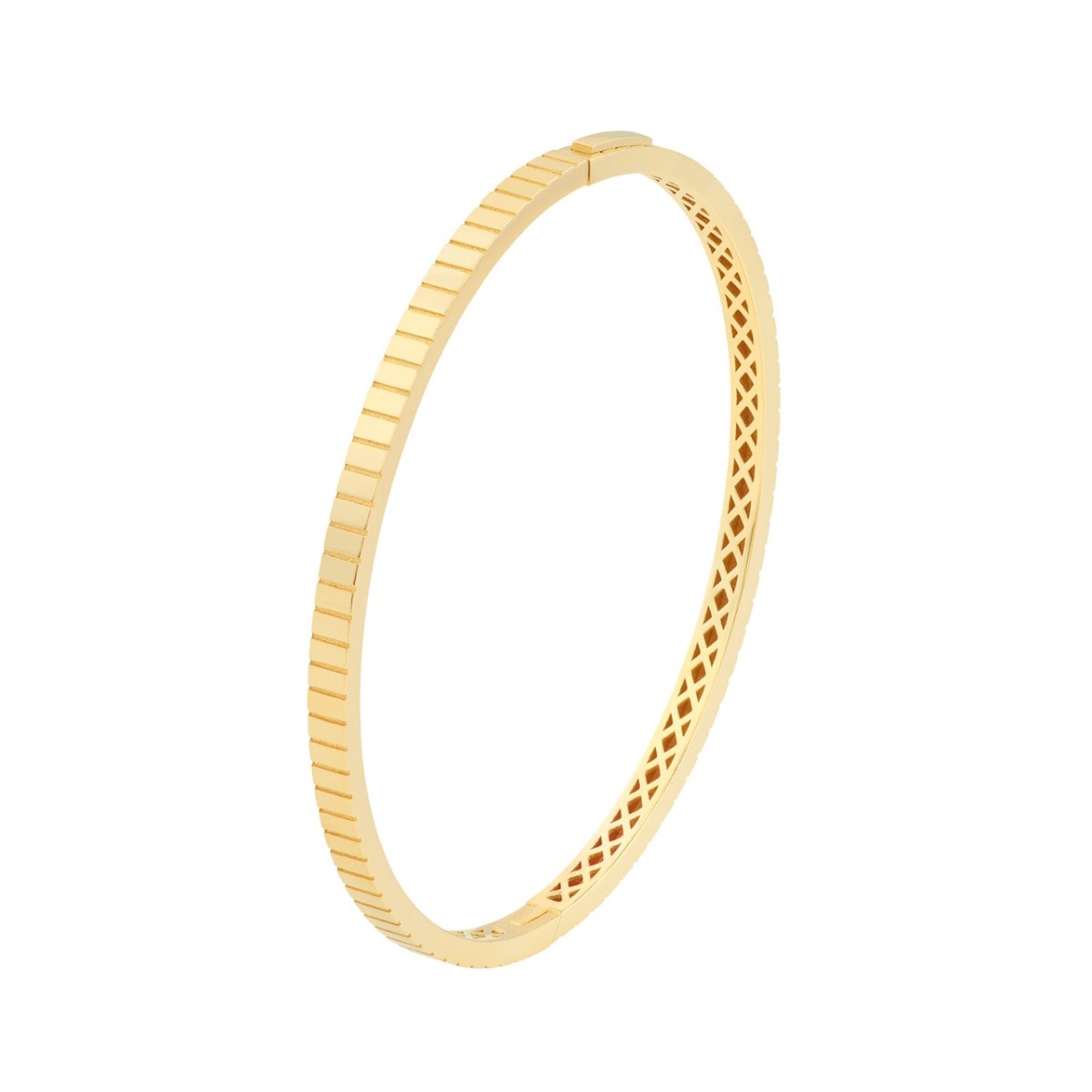 Fluted Hinge Weave Gold Bangle view 3