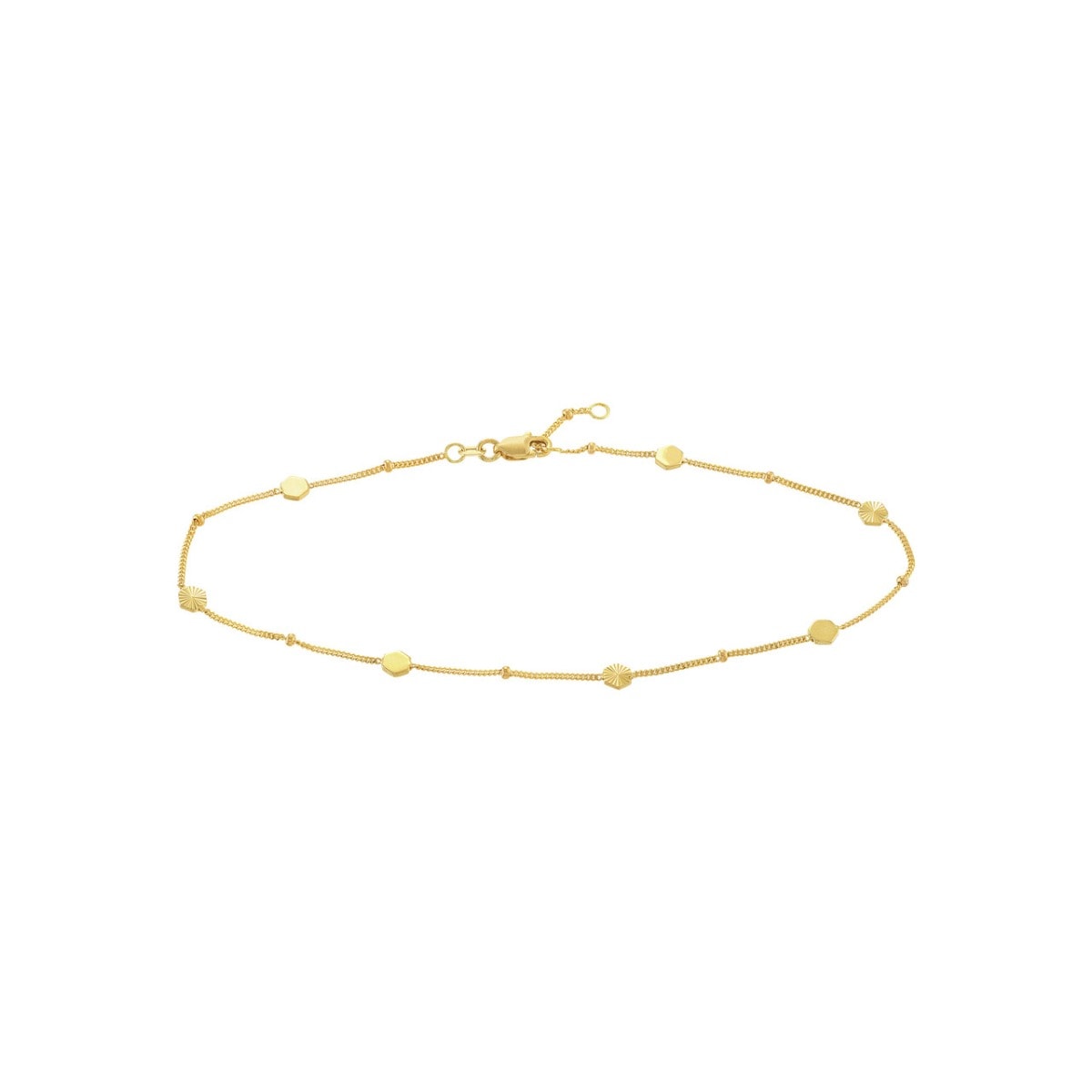 Fluted/Polished Gold Hexagon Anklet view 1
