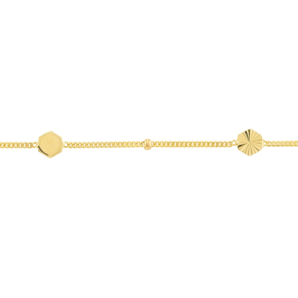Fluted/Polished Gold Hexagon Anklet view 3