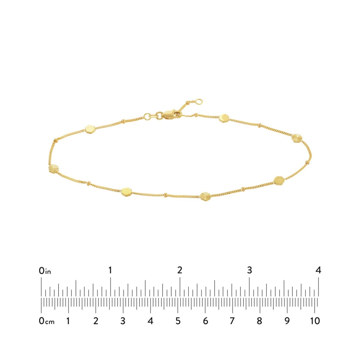 Fluted/Polished Gold Hexagon Anklet view 5