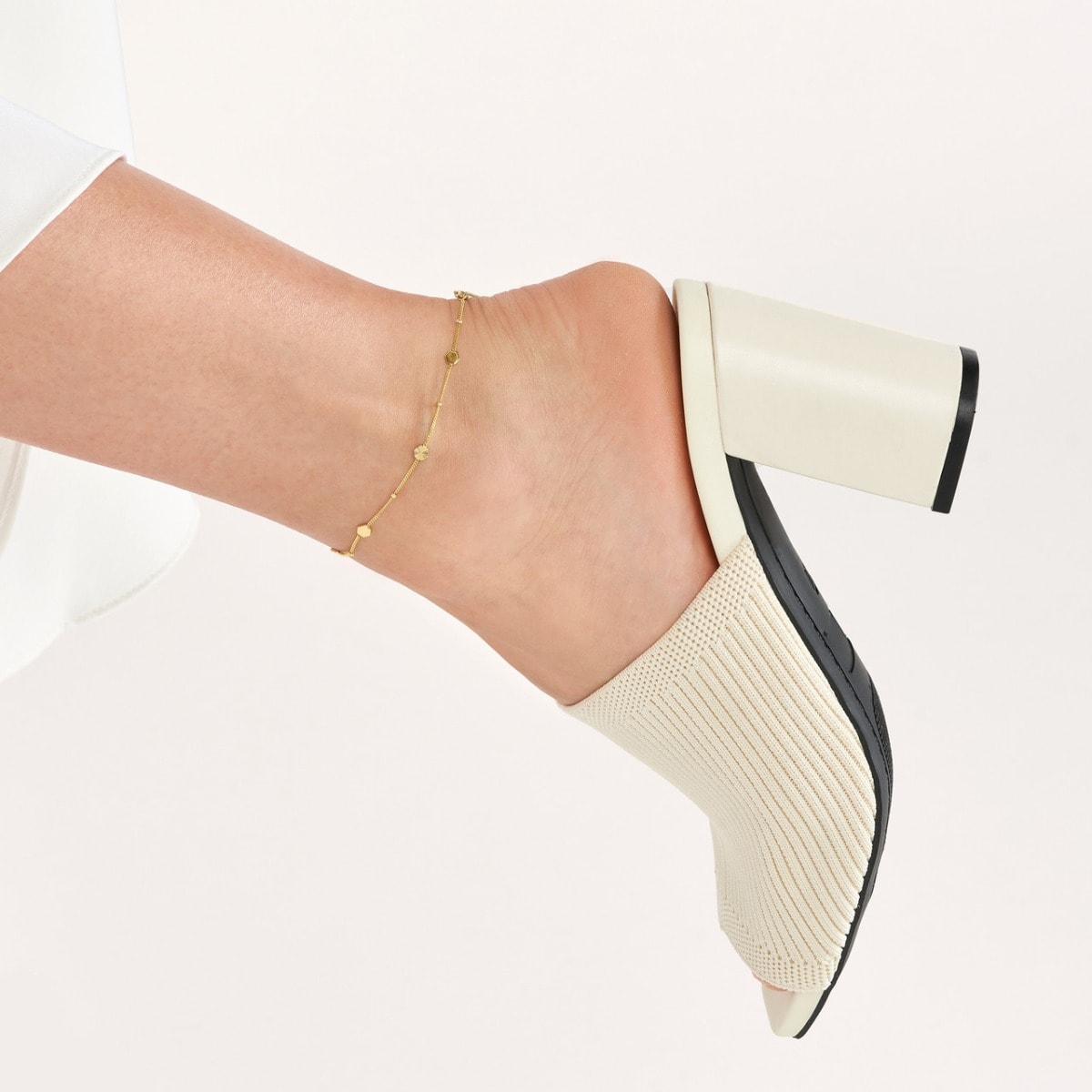 Fluted/Polished Gold Hexagon Anklet - alternate view