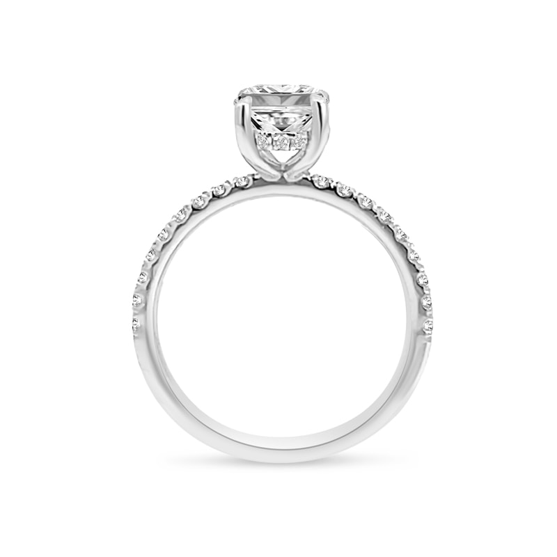 Four Claw Cushion Shape Diamond Micro Setting Engagement Ring view 3