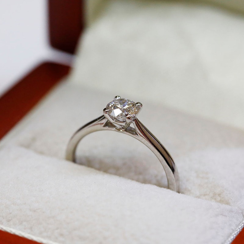 Traditional Four Claw Round Solitaire Diamond Engagement Ring view 6
