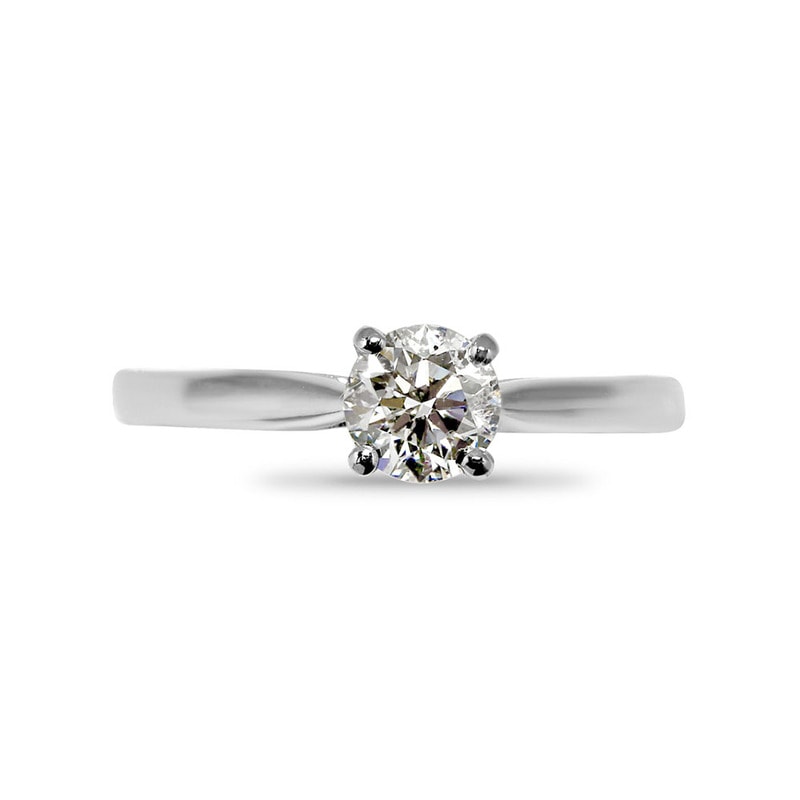 Traditional Four Claw Round Solitaire Diamond Engagement Ring view 1