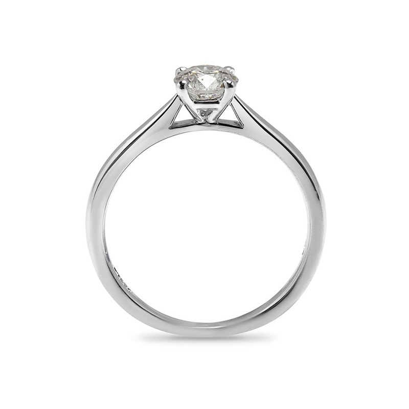 Traditional Four Claw Round Solitaire Diamond Engagement Ring view 3