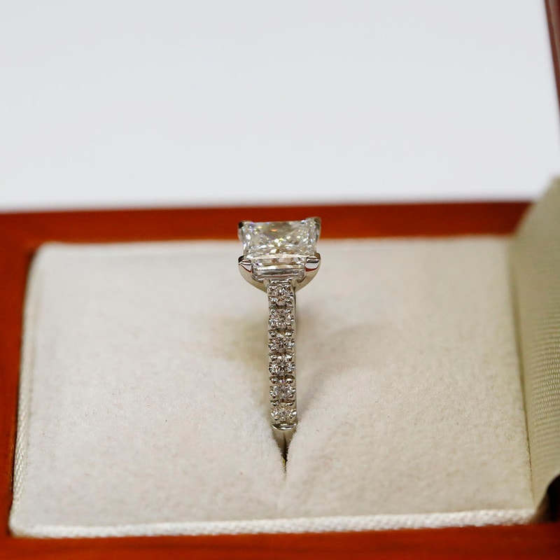 Lab Grown Princess Shape Contemporary Engagement Ring view 7