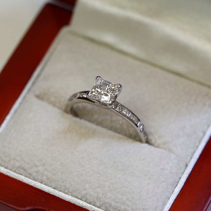 Princess Shape Channel Setting Diamond Engagement Ring view 6