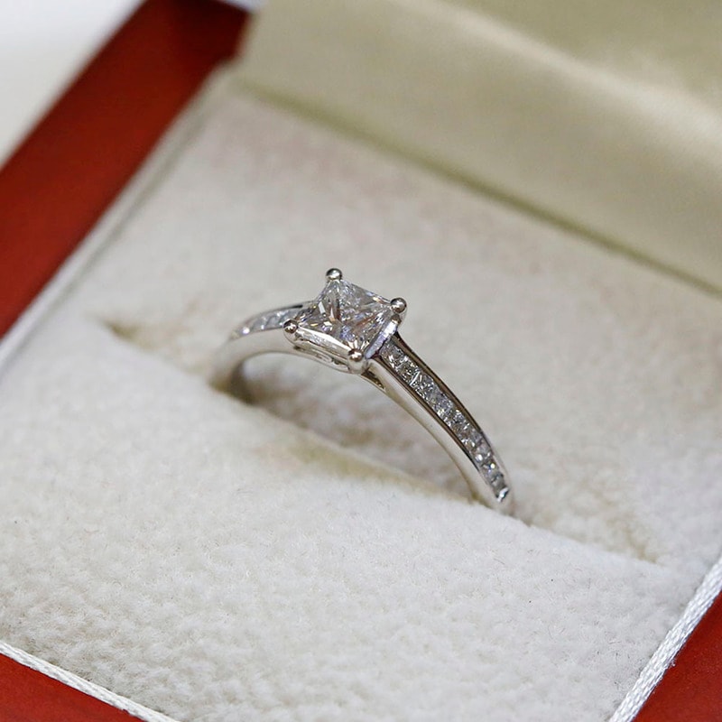 Princess Shape Channel Set Diamond Engagement Ring view 8