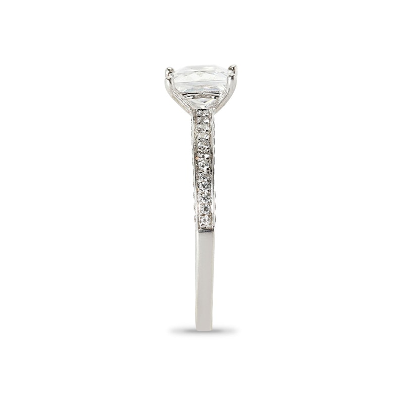 Princess Shape Pave Setting On The Inner Side of The Diamond Engagement Ring Band view 4