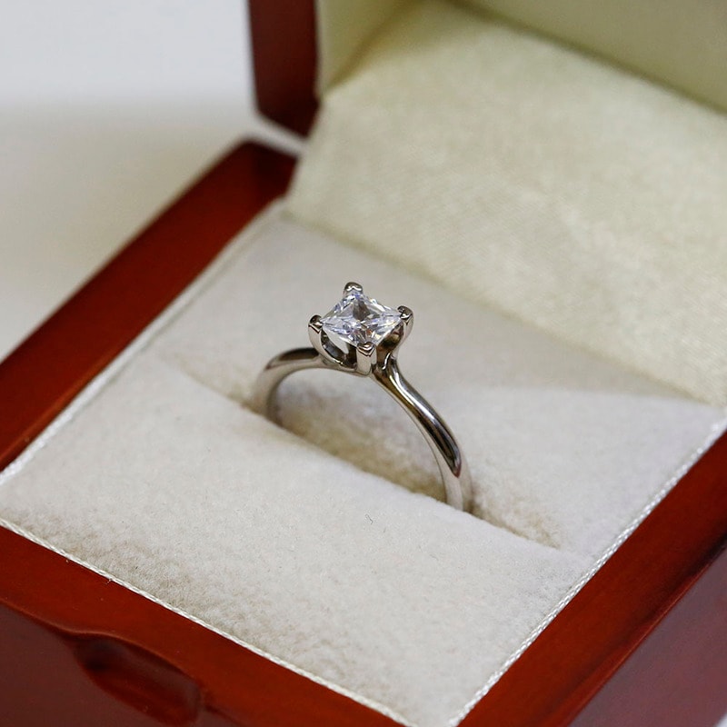 Princess Shape Twist Solitaire Diamond Engagement Ring view 6