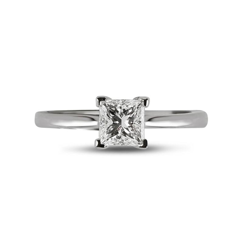 Princess Shape Lab Grown Tapered Solitaire Diamond Engagement Ring view 1