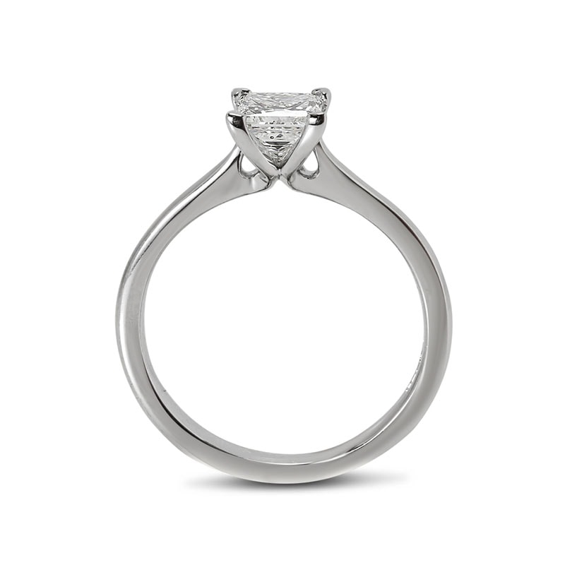 Princess Shape Lab Grown Tapered Solitaire Diamond Engagement Ring view 3