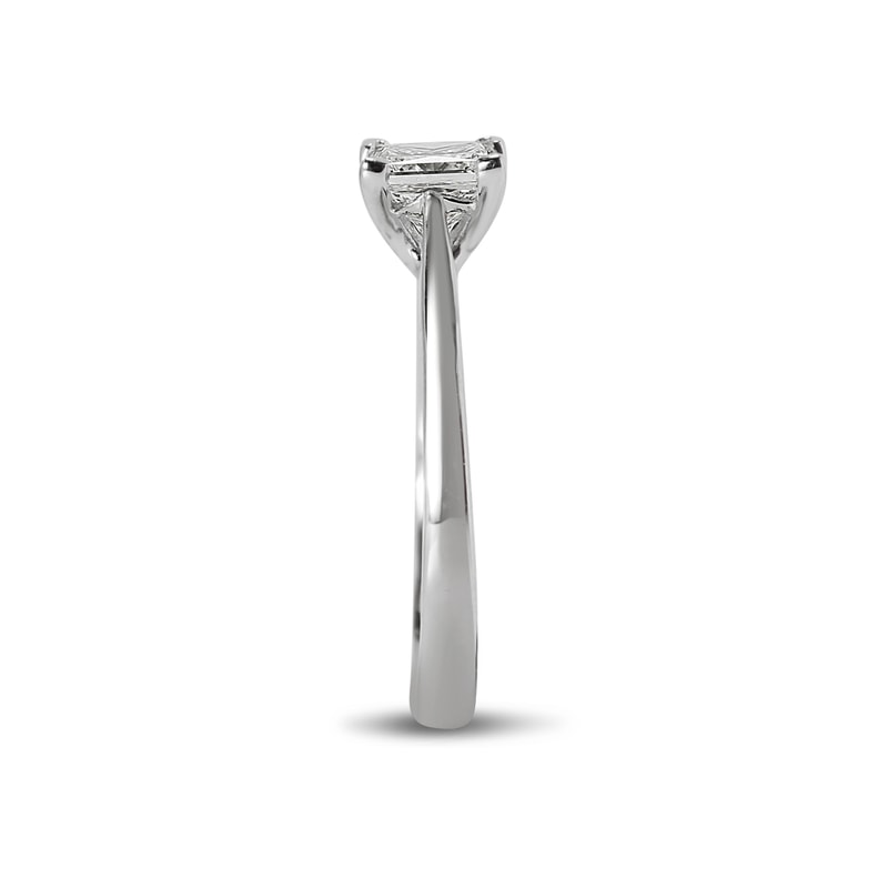 Princess Shape Lab Grown Tapered Solitaire Diamond Engagement Ring view 4