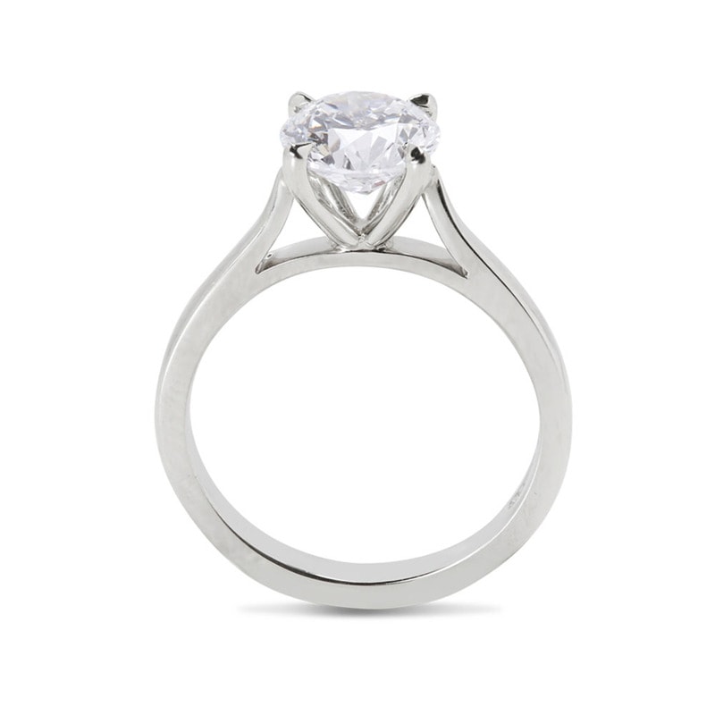 Raised Round Shape Solitaire Lab Grown Diamond Engagement Ring view 3