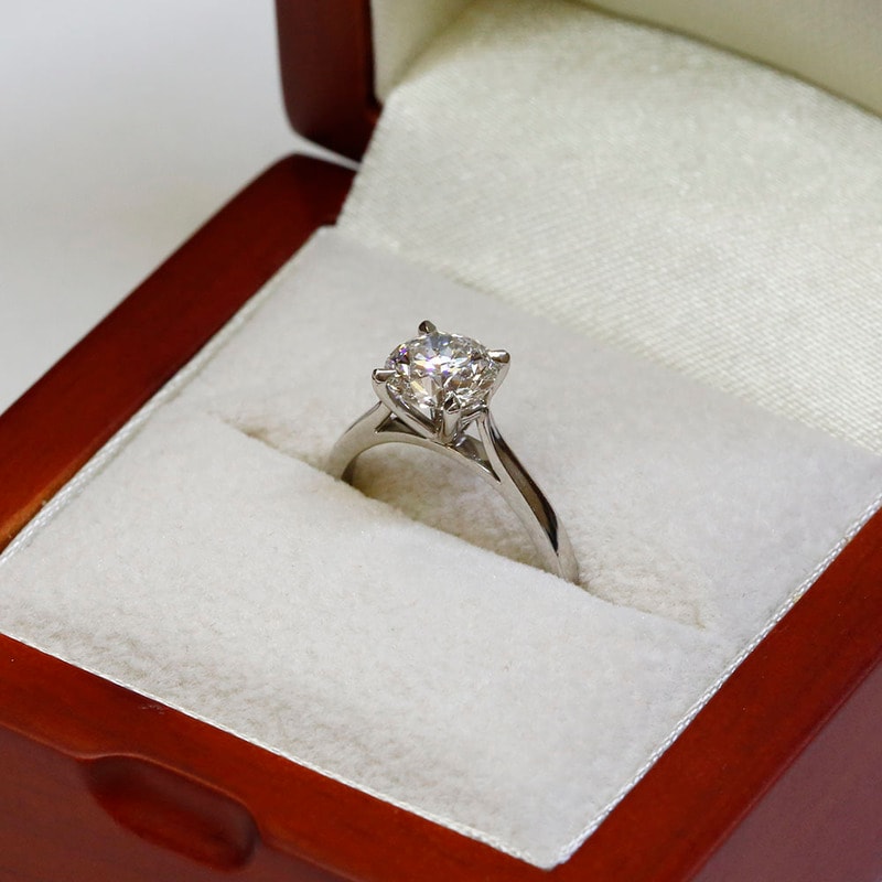Raised Round Shape Solitaire Diamond Engagement Ring view 6