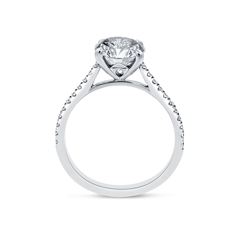 Four Claw Round Shape Claw Setting Lab Grown Diamond Engagement Ring view 5