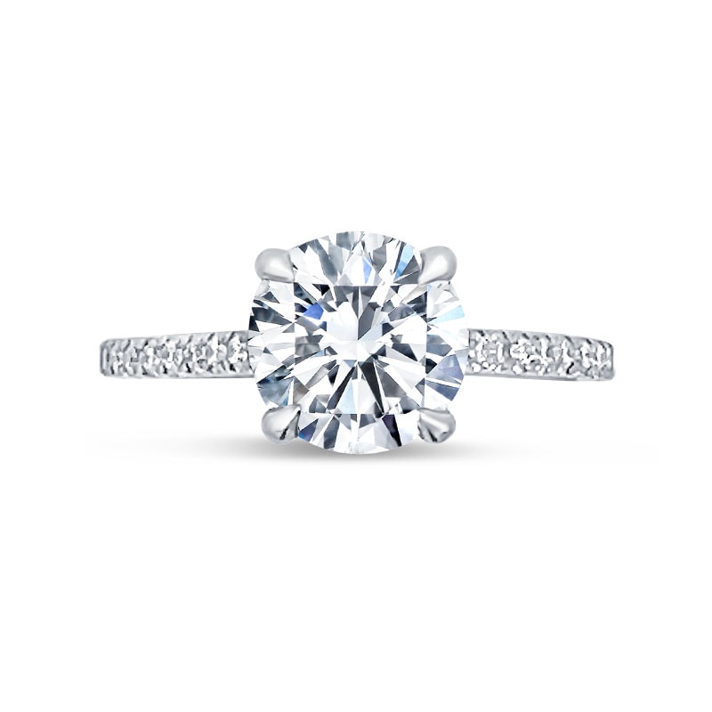 Four Claw Round Shape Claw Setting Lab Grown Diamond Engagement Ring