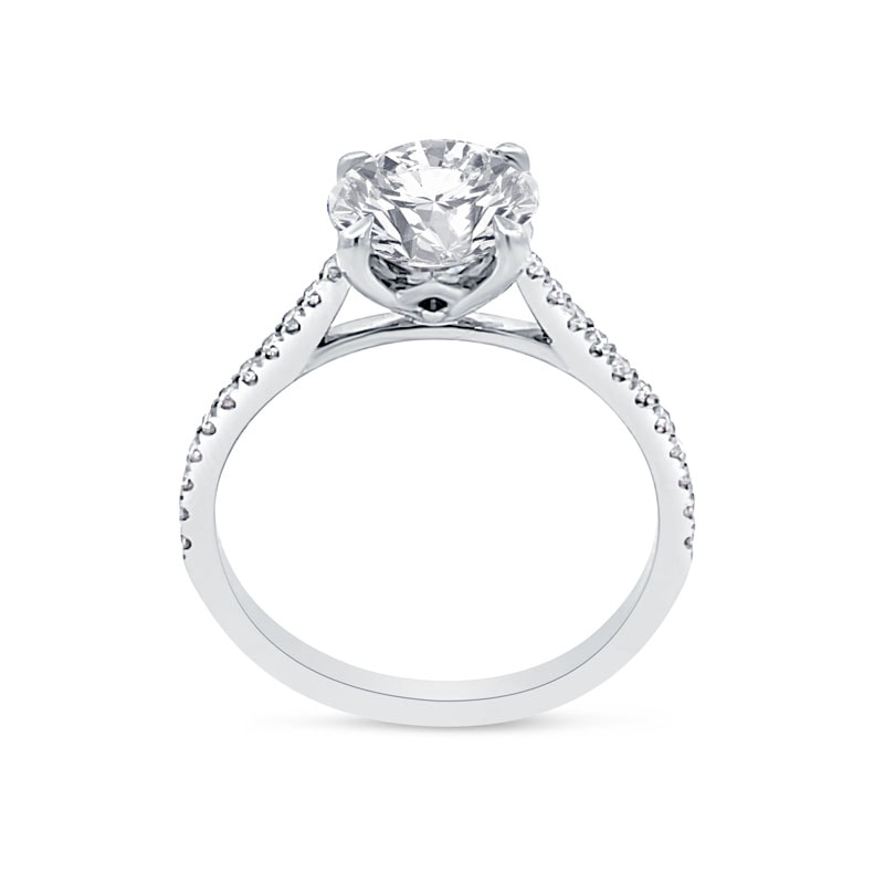 Four Claw Round Shape Claw Setting Lab Grown Diamond Engagement Ring view 3