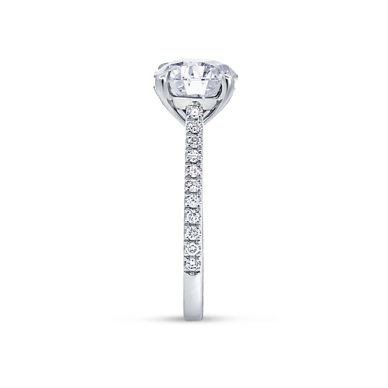 Four Claw Round Shape Claw Setting Lab Grown Diamond Engagement Ring view 4