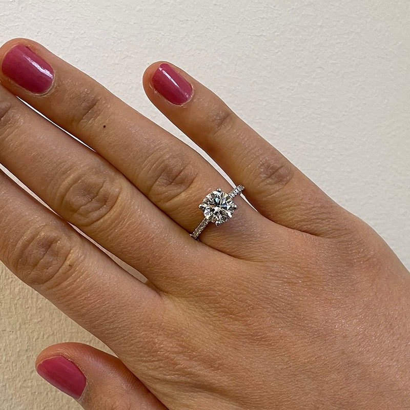 Four Claw Round Shape Claw Setting Lab Grown Diamond Engagement Ring view 6
