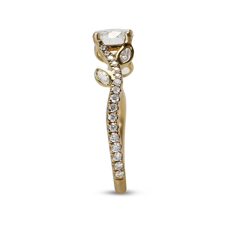 Four Marquise Band Round Shape Diamond Engagement Ring view 4