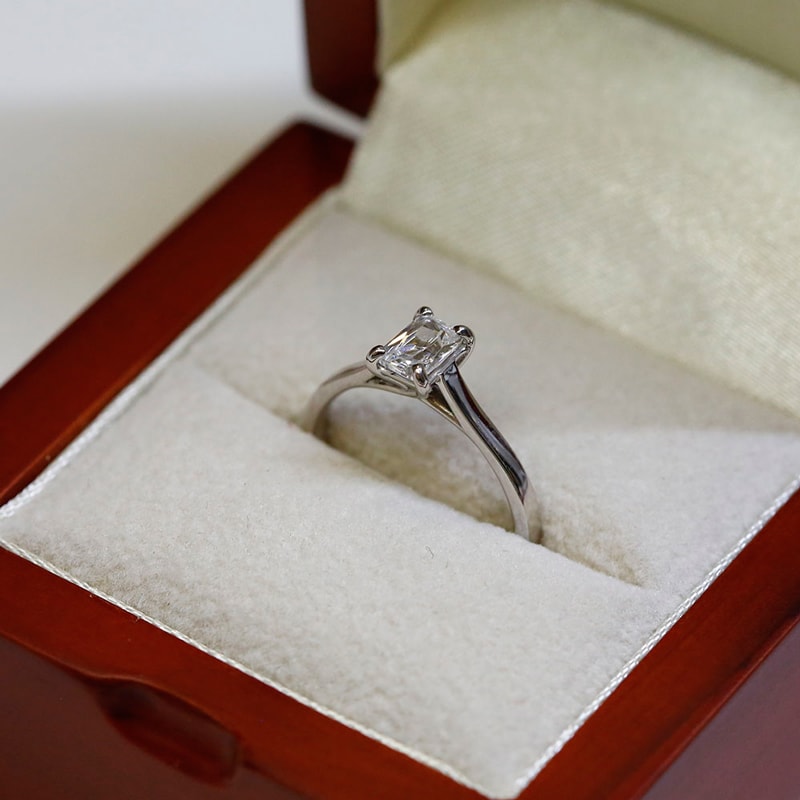 Emerald Cut Solitaire Lab Grown Diamond Engagement Ring view 6