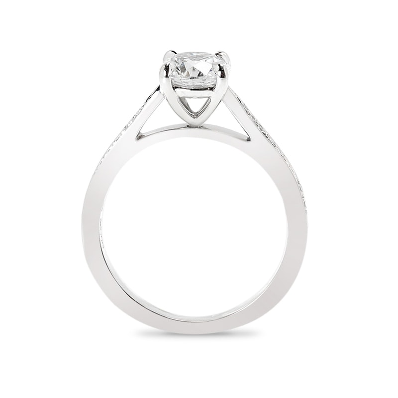 Tapered Band Pave Setting Round Shape Lab Grown Diamond Engagement Ring view 4