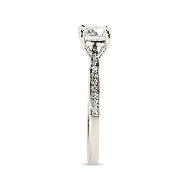 Tapered Band Pave Setting Round Shape Lab Grown Diamond Engagement Ring view 3