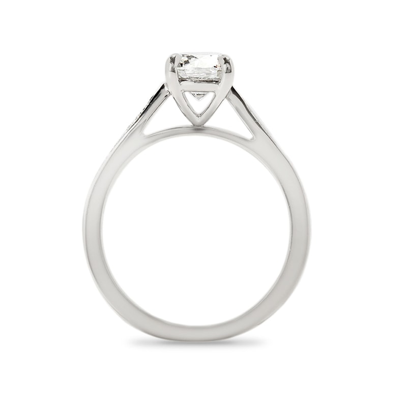 Tapered Band Pave Setting Round Shape Lab Grown Diamond Engagement Ring view 5