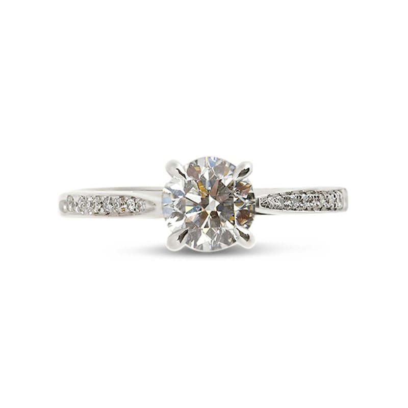 Tapered Band Pave Setting Round Shape Lab Grown Diamond Engagement Ring view 1