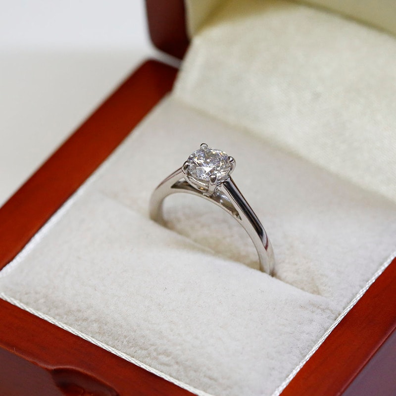 Four Claw Platinum Solitaire Round Shape Lab Grown Diamond Engagement Ring view 7