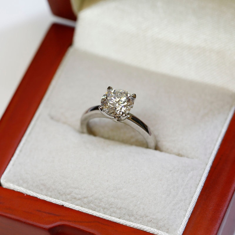 Straight Band Round Lab Grown Diamond Engagement Ring view 6