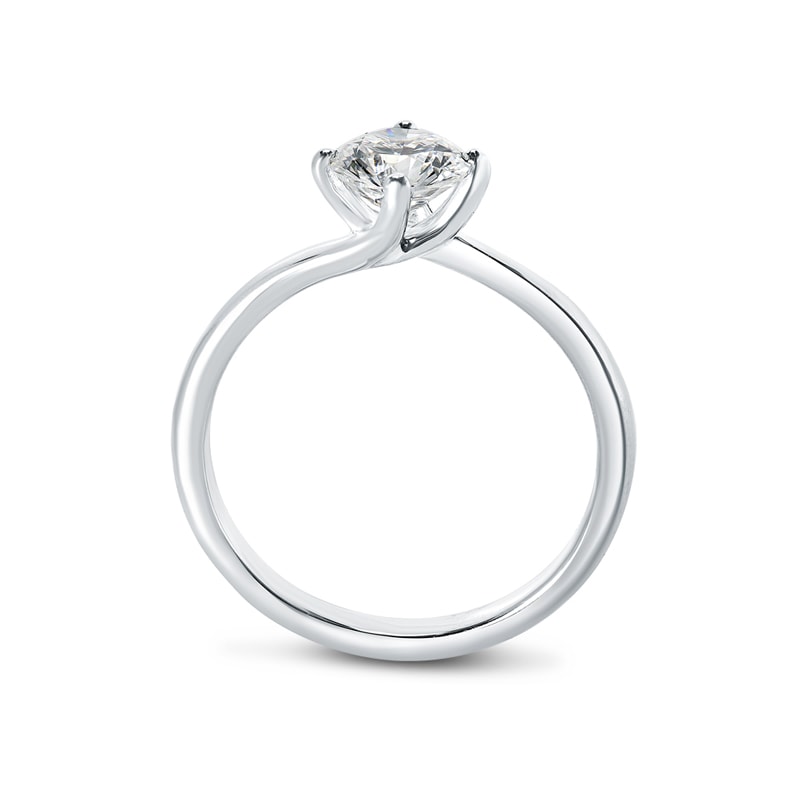 Twist Round Lab Grown Solitaire Diamond Engagement Ring view 3