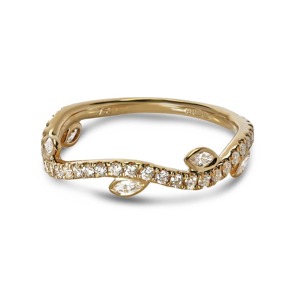 Four Marquise Cut Half Band Diamond Wedding Ring view 3