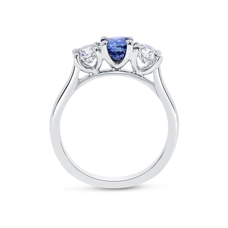 Blue Sapphires And Diamond Trilogy Engagement Ring view 4
