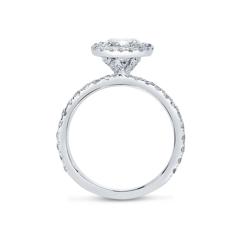 Cushion Shape Hidden Halo Lab Grown Diamond Engagement Ring view 5